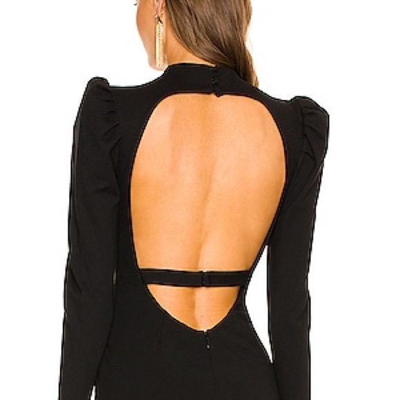 Michael Costello x REVOLVE Kira Midi Dress M Black Asymmetrical Cutout Mesh - Picture 5 of 9